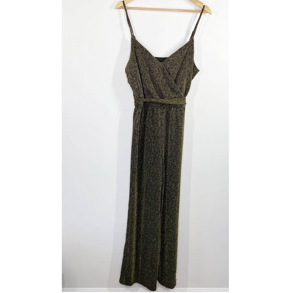 Cupcakes and Cashmere Women One Piece Jumpsuit Size M Black Gold Shimmer Party - Picture 1 of 9